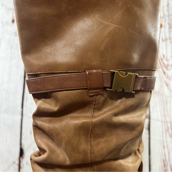 JESSICA SIMPSON faux leather Women's Tall Brown Platform Heeled Slouch Boots 7.5 - Picture 7 of 16